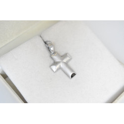 Λευκόχρυσος ανδρικός σταυρός με αλύσιδα 14 Καρατίων