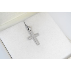 Λευκόχρυσος ανδρικός σταυρός με αλύσιδα 14 Καρατίων