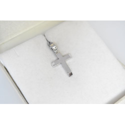 Λευκόχρυσος ανδρικός σταυρός με αλύσιδα 14 Καρατίων