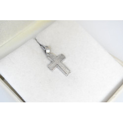 Λευκόχρυσος ανδρικός σταυρός με αλύσιδα 14 Καρατίων