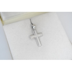 Λευκόχρυσος ανδρικός σταυρός με αλύσιδα 14 Καρατίων