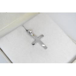 Λευκόχρυσος ανδρικός σταυρός με αλύσιδα 14 Καρατίων