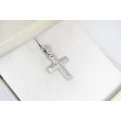 Λευκόχρυσος ανδρικός σταυρός με αλύσιδα 14 Καρατίων