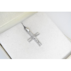 Λευκόχρυσος ανδρικός σταυρός με αλύσιδα 14 Καρατίων