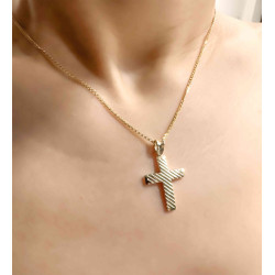 Χρυσός Ανδρικός σταυρός με αλυσίδα 14 Καρατίων