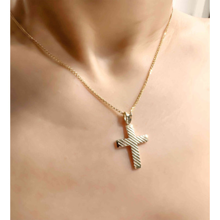 Χρυσός Ανδρικός σταυρός με αλυσίδα 14 Καρατίων