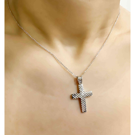 Λευκόχρυσος αντρικός σταυρός 14 Καρατίων