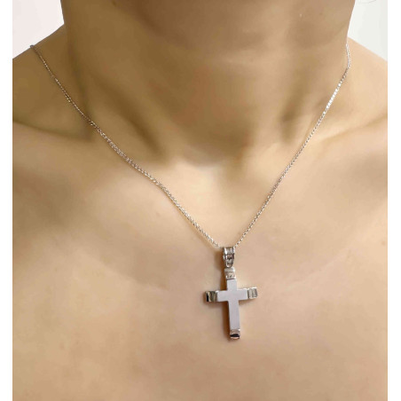 Λευκόχρυσος αντρικός σταυρός 14 Καρατίων