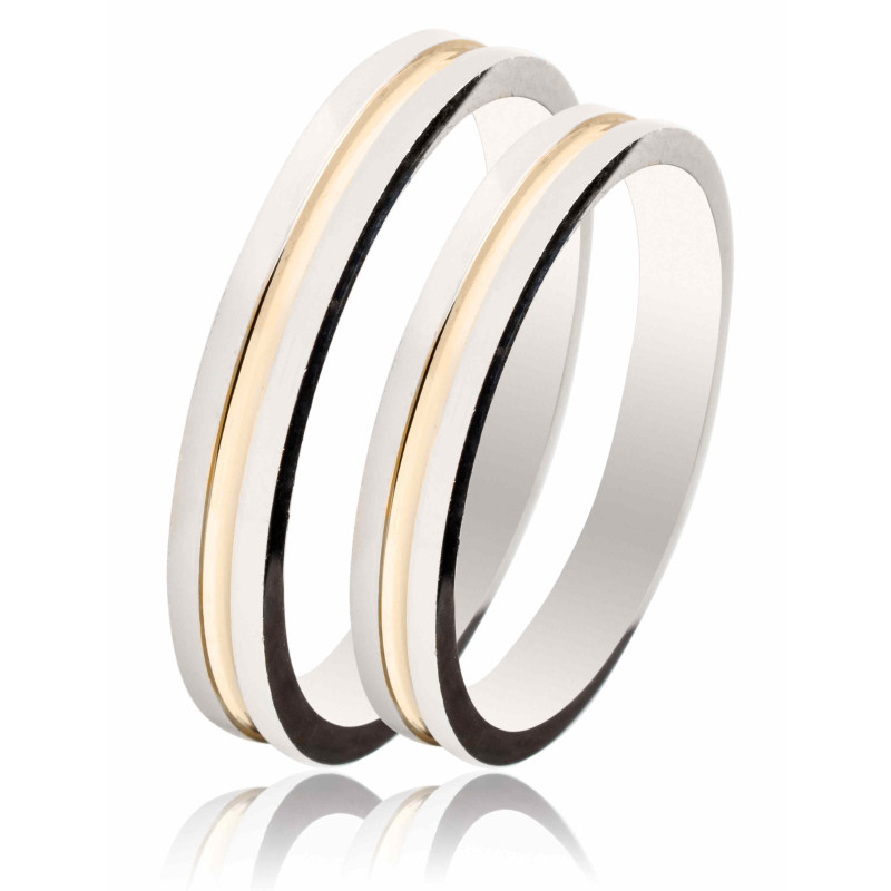 Διχρωμες Βερες Γαμου 9 Καρατίων