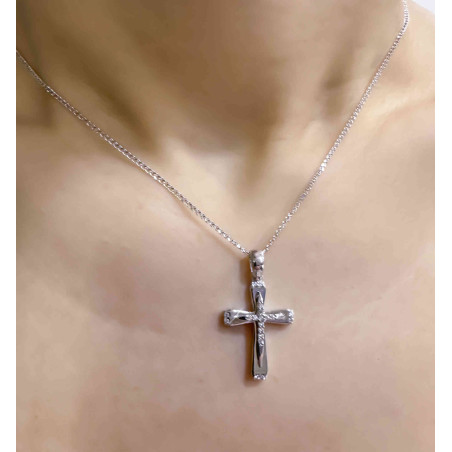 Λευκόχρυσος γυναικείος σταυρός 14 Καρατίων