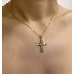 Χρυσός Ανδρικός σταυρός με αλυσίδα 14 Καρατίων