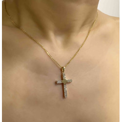 Χρυσός γυναικείος σταυρός με αλυσίδα 14 Καρατίων
