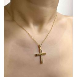 Χρυσός γυναικείος σταυρός με αλυσίδα 14 Καρατίων