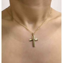 Χρυσός Ανδρικός σταυρός με αλυσίδα 14 Καρατίων