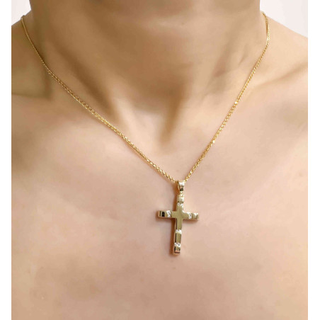Χρυσός γυναικείος σταυρός με αλυσίδα 14 Καρατίων