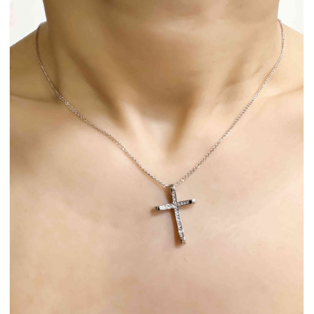 Λευκόχρυσος γυναικείος σταυρός 14 Καρατίων