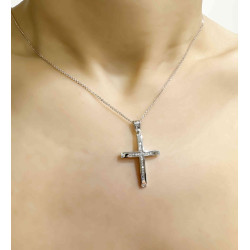 Λευκόχρυσος γυναικείος σταυρός 14 Καρατίων