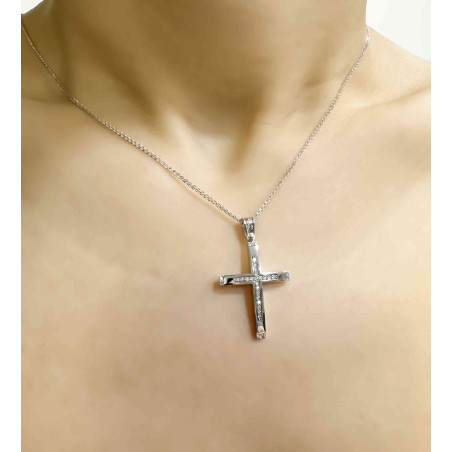 Λευκόχρυσος γυναικείος σταυρός 14 Καρατίων
