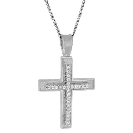 Λευκόχρυσος γυναικείος σταυρός 14 Καρατίων