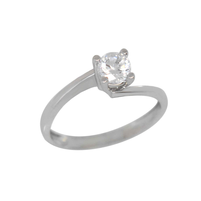 Μονόπετρο από λευκόχρυσο 14 καρατίων