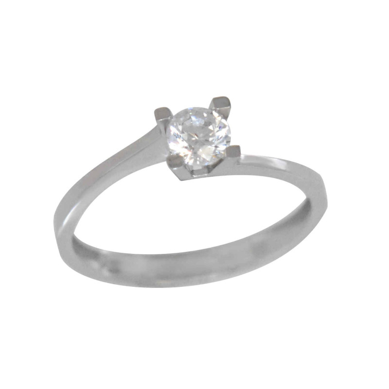 Μονόπετρο από λευκόχρυσο 14 καρατίων