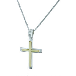 Λευκοχρυσο - Χρυσό Σταυρός για Αγόρι 14 Καρατίων 