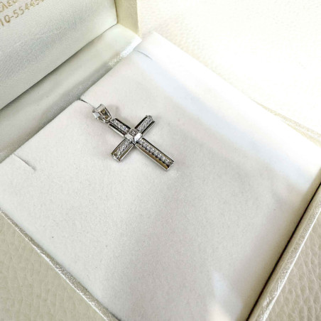 Λευκόχρυσος γυναικείος σταυρός 14 Καρατίων