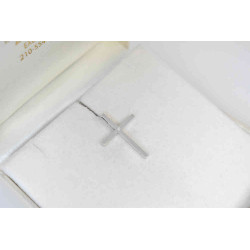 Λευκόχρυσος γυναικείος σταυρός με διαμάντια και αλυσίδα 14 Καρατίων