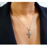 Λευκόχρυσος Ανδρικός σταυρός με αλυσίδα 14 Καρατίων