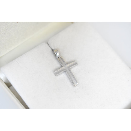Λευκόχρυσος ανδρικός σταυρός με αλύσιδα 14 Καρατίων