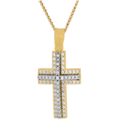 Χρυσός γυναικείος σταυρός με αλυσίδα 14 Καρατίων