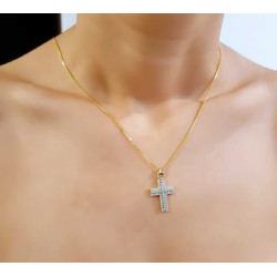 Χρυσός γυναικείος σταυρός με αλυσίδα 14 Καρατίων
