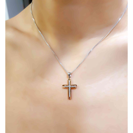 Λευκόχρυσος γυναικείος σταυρός 14 Καρατίων