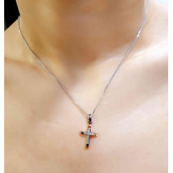 Λευκόχρυσος γυναικείος σταυρός 14 Καρατίων