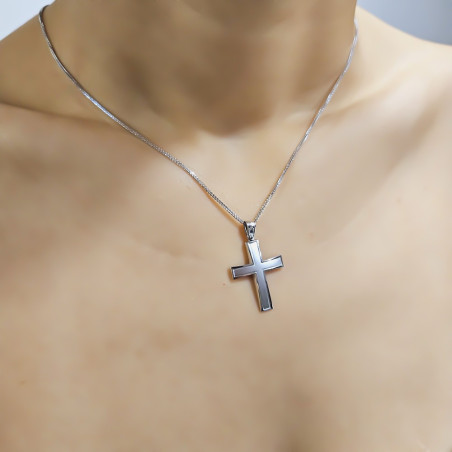 Λευκόχρυσος αντρικός σταυρός 14 Καρατίων