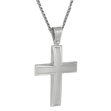Λευκόχρυσος αντρικός σταυρός 14 Καρατίων