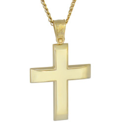 Χρυσός Ανδρικός σταυρός με αλυσίδα 14 Καρατίων