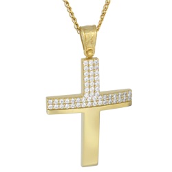 Χρυσός Σταυρός για Κοριτσι 14 Καρατίων με αλυσίδα