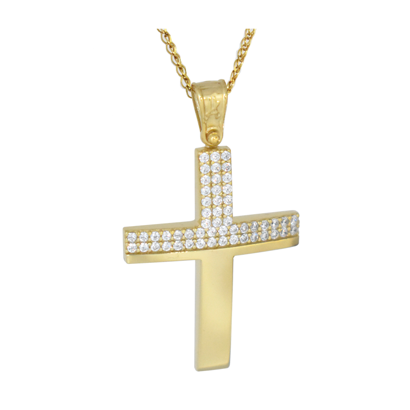Χρυσός Σταυρός για Κοριτσι 14 Καρατίων με αλυσίδα