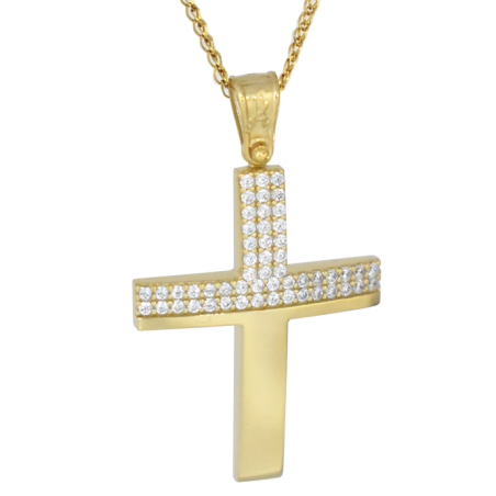 Χρυσός Σταυρός για Κοριτσι 14 Καρατίων με αλυσίδα