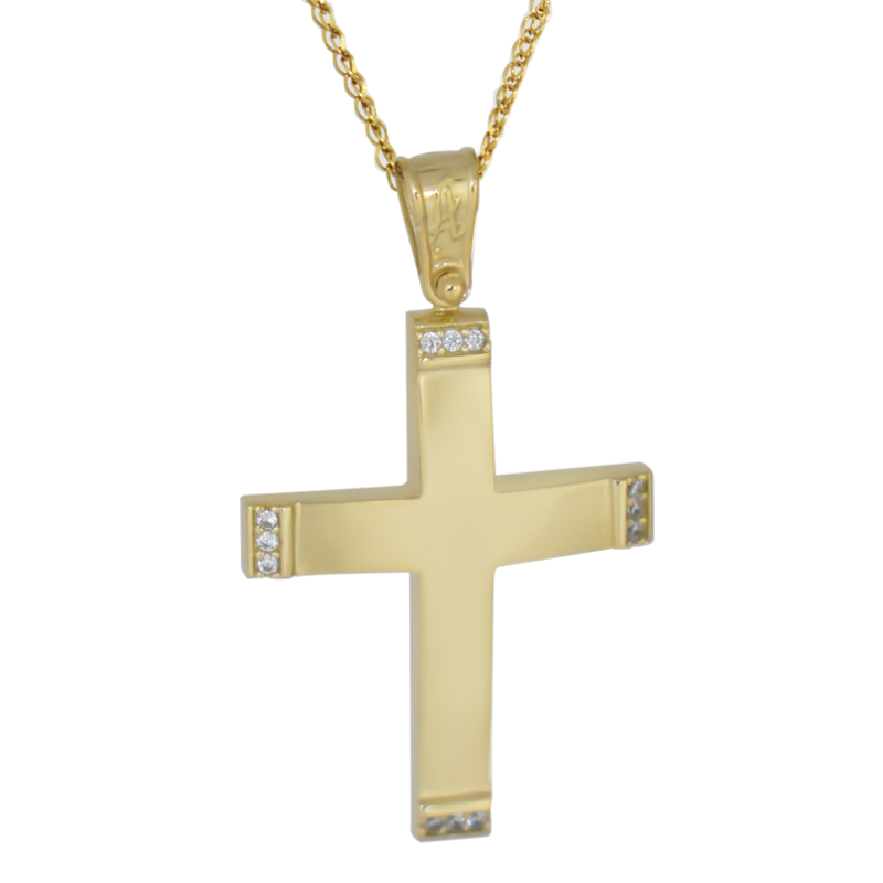 Χρυσός γυναικείος σταυρός με αλυσίδα 14 Καρατίων
