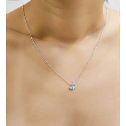 Κολιέ από ροζ χρυσό ασήμι 925 ματάκι