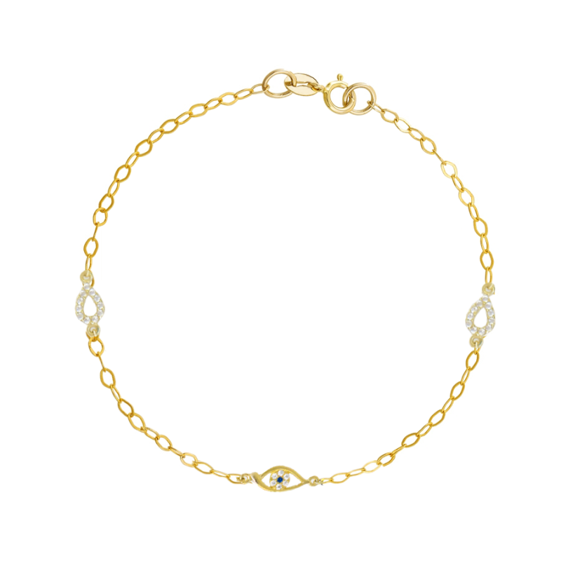 Βραχιόλι χρυσός 9 καρατίων με ματάκι