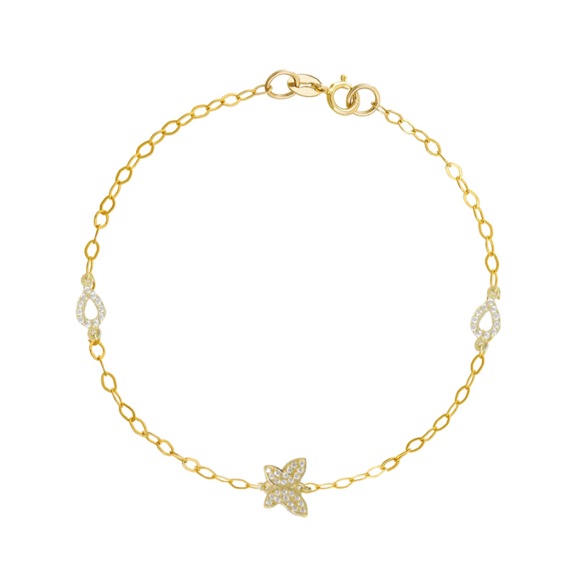 Βραχιόλι χρυσός 9 καρατίων με πεταλούδα