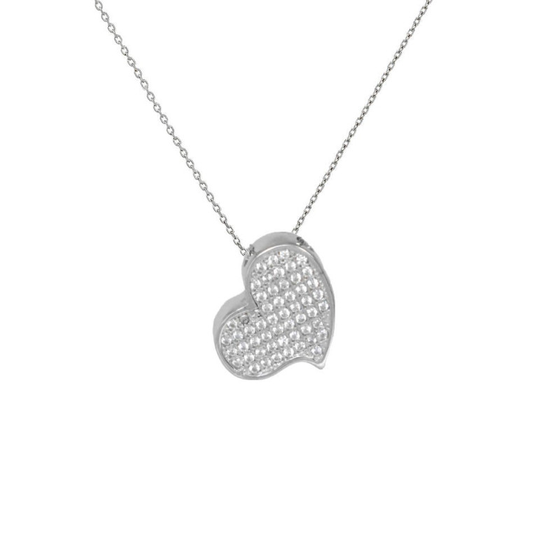 Κολιέ λευκόχρυσο 9 καρατίων καρδούλα