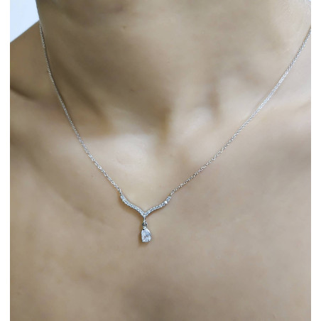 Κολιέ Λευκόχρυσο 9 καρατίων Δάκρυ