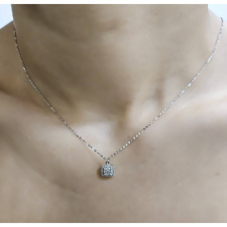 Κολιέ Λευκόχρυσο 9 καρατίων ροζέτα