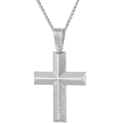 Λευκόχρυσος ανδρικός σταυρός με Αυλίδα 9 Καρατίων