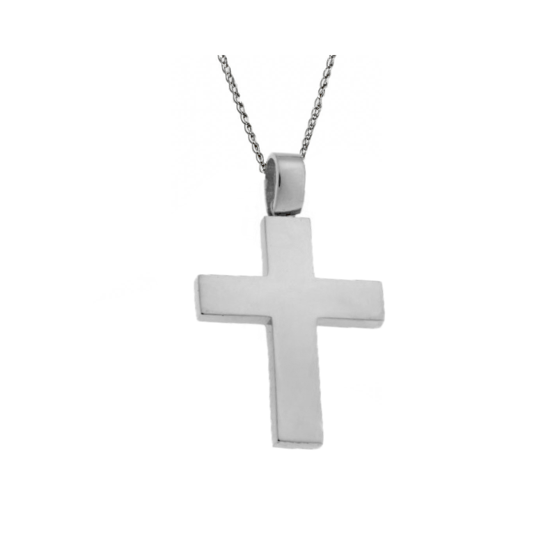 Λευκόχρυσος ανδρικός σταυρός με Αυλίδα 9 Καρατίων