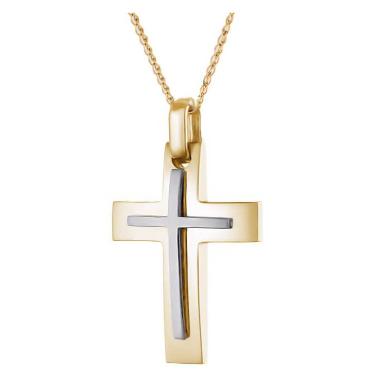 χρυσος ανδρικός σταυρός με Αυλίδα 14 Καρατίων